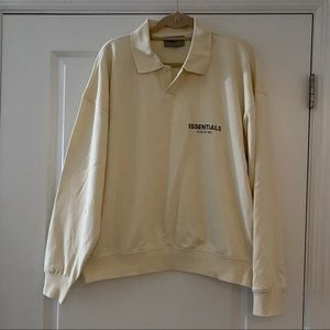 FOG Essentials Cream French Terry Long Sleeve Polo T-Shirt